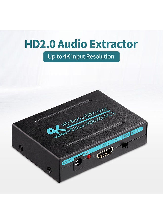 Generic HD2.0 Audio Extractor Maximum Support 4K Input Resolution HD+Optical Fiber+RCA Output Interfaces Lossless Audio Signal Black  - Image 5