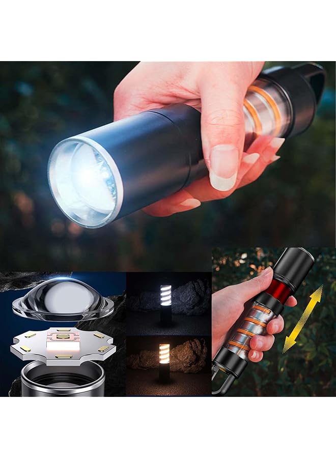 High Brightness Flashlight 1200mAh Rechargeable LED Camping light with 3 Modes and Waterproof Function Adjustable Powerful light with Hook Powerful Flashlight for Home Hiking Camping - Image 5