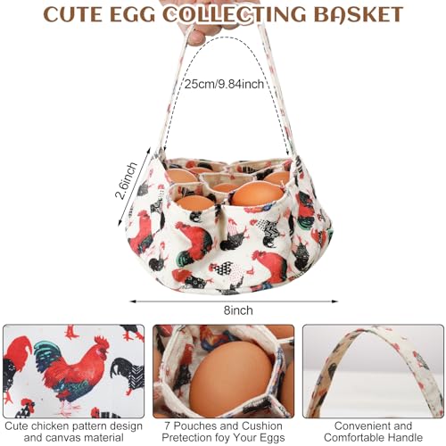 Cutecrop 2 Pcs Egg Collecting Apron and Basket 15 Gathering Pockets Chicken Apron and 7 Pockets Basket for Farmers KitchenClassic Style - Image 3
