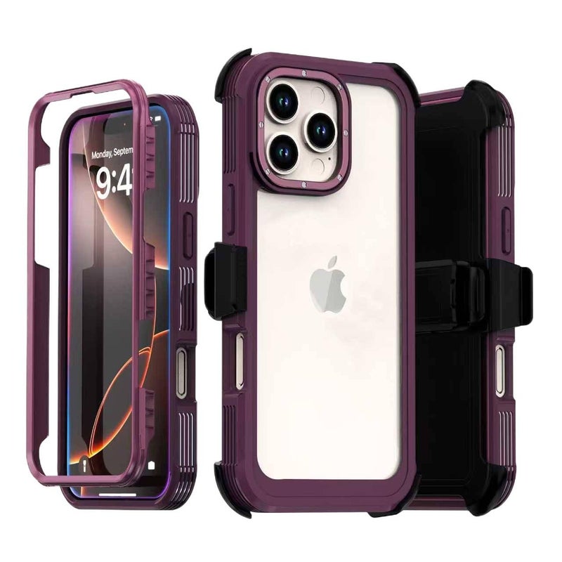 TPU Protective Case for iPhone 15 / 15 Plus / 15 Pro / 15 Pro Max with Drop Protection and Anti-Fingerprint plus Shockproof plus Kickstand plus Full Coverage in Purple - Image 1