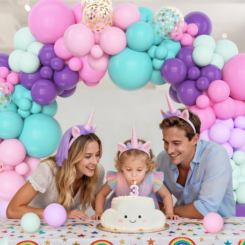 Amandir 153 Pcs Pink Purple Balloons Arch Garland Kit, Different Sizes 18 12 10 5 inch Purple Blue Pink Gold Confetti Pastel Unicorn Balloon for Wedding Shower Princess Birthday Party Decorations - Image 5