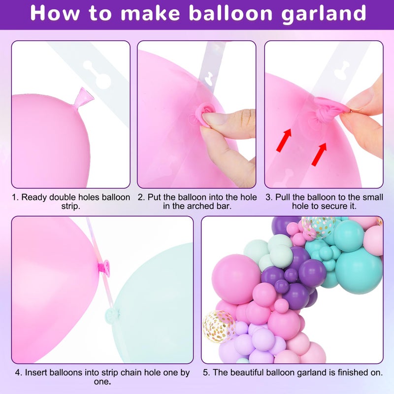 Amandir 153 Pcs Pink Purple Balloons Arch Garland Kit, Different Sizes 18 12 10 5 inch Purple Blue Pink Gold Confetti Pastel Unicorn Balloon for Wedding Shower Princess Birthday Party Decorations - Image 4