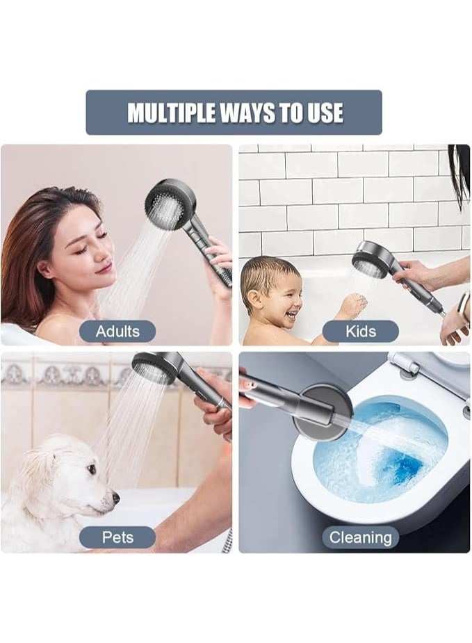 DUNISO DUNISO Filtered Shower Head with Handheld, High Pressure 5 Spray Mode Showerhead,Showerhead with Shower Bracket，Easy to Install，for Dry Hair& Skin - Image 2