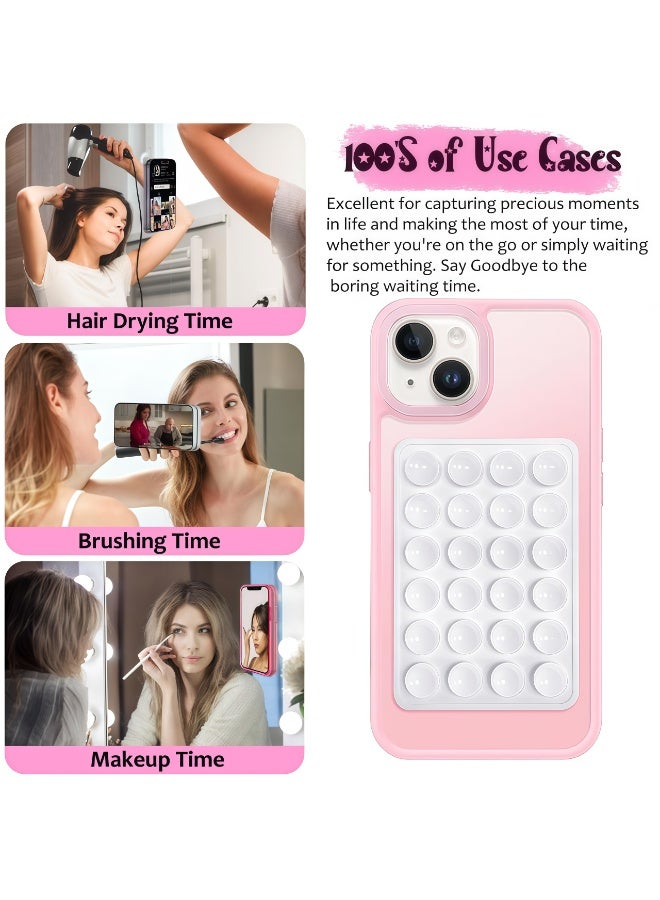 CHIYLE 2Pcs Suction Phone Case Mount Pink & White, Silicone Phone Suction Grip Compatible with iPhone & Android, Anti-Slip Hands-Free Phone Holder, Sticky Grip for TikTok Videos, Selfies & Cooking - Image 5