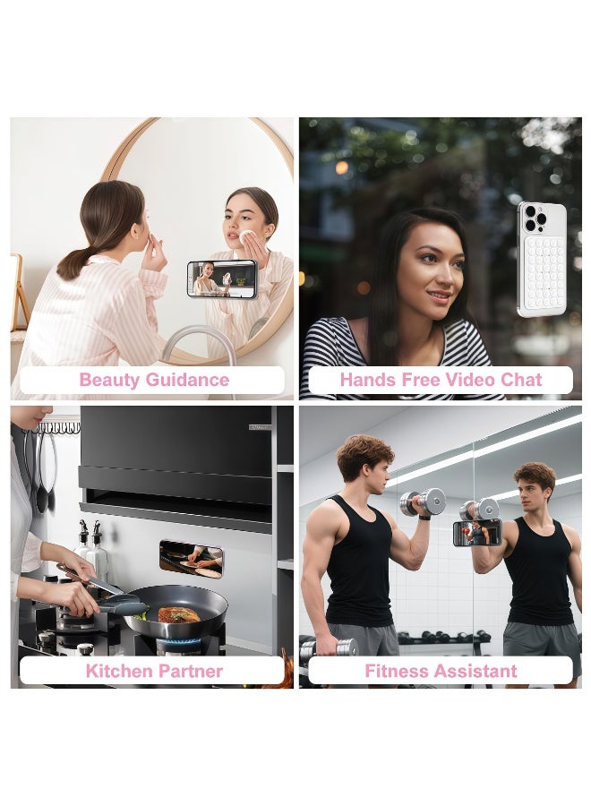 CHIYLE 2Pcs Suction Phone Case Mount Pink & White, Silicone Phone Suction Grip Compatible with iPhone & Android, Anti-Slip Hands-Free Phone Holder, Sticky Grip for TikTok Videos, Selfies & Cooking - Image 3