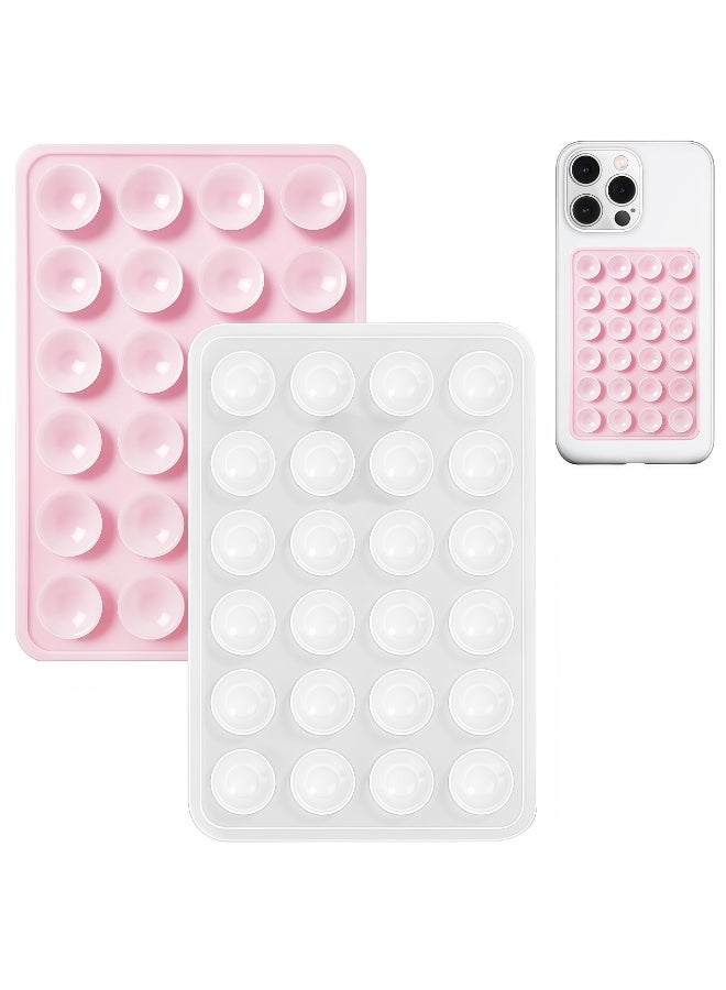 CHIYLE 2Pcs Suction Phone Case Mount Pink & White, Silicone Phone Suction Grip Compatible with iPhone & Android, Anti-Slip Hands-Free Phone Holder, Sticky Grip for TikTok Videos, Selfies & Cooking - Image 1