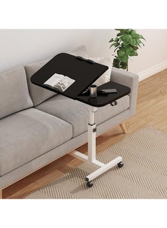 XICEN Lifting and Rotating Laptop Desk，Adjustable laptop table, adjustable standing table with wheels, 60*40cm for sofa, bedside, coffee table (black)  - Image 2