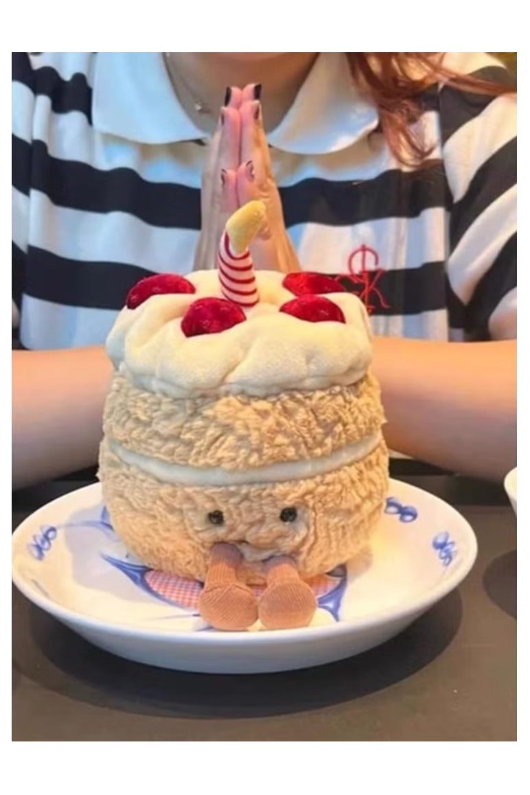 هالامين لعبة محشوة موزونة، دمية كعكة عيد ميلاد 12 بوصة، وسادة كعكة بابتسامة لطيفة، حيوانات محشوة، لعبة محشوة طعام ناعمة مضحكة كهدية لأعياد ميلاد الأطفال - Image 2