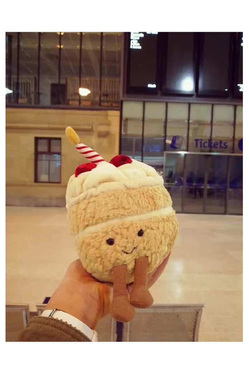 هالامين لعبة محشوة موزونة، دمية كعكة عيد ميلاد 12 بوصة، وسادة كعكة بابتسامة لطيفة، حيوانات محشوة، لعبة محشوة طعام ناعمة مضحكة كهدية لأعياد ميلاد الأطفال - Image 3