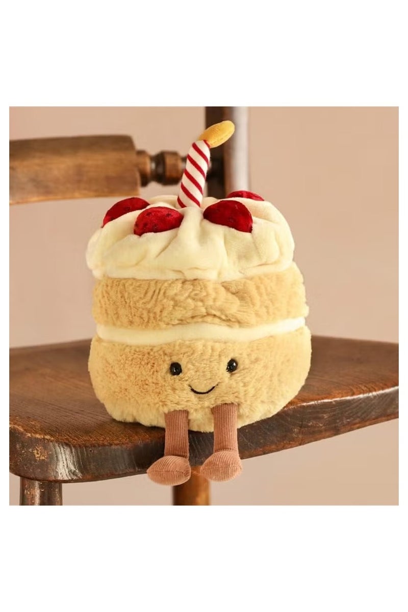 هالامين لعبة محشوة موزونة، دمية كعكة عيد ميلاد 12 بوصة، وسادة كعكة بابتسامة لطيفة، حيوانات محشوة، لعبة محشوة طعام ناعمة مضحكة كهدية لأعياد ميلاد الأطفال - Image 4