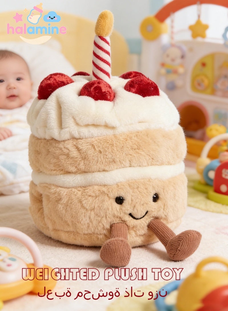 هالامين لعبة محشوة موزونة، دمية كعكة عيد ميلاد 12 بوصة، وسادة كعكة بابتسامة لطيفة، حيوانات محشوة، لعبة محشوة طعام ناعمة مضحكة كهدية لأعياد ميلاد الأطفال - Image 1