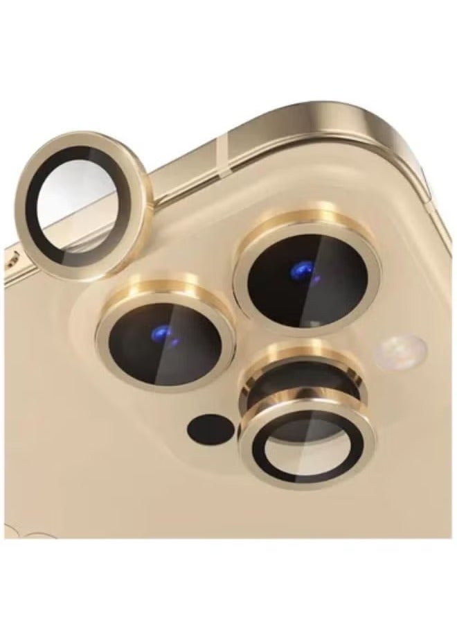 SHOPI Camera Lens Protector Compatible with Apple iPhone 14 Promax/Gold 