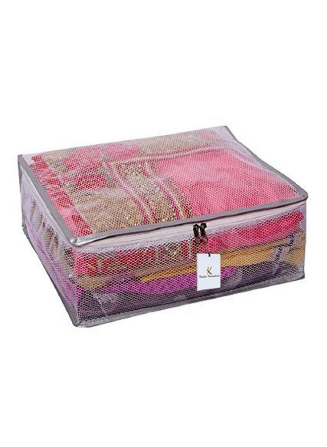 Kuber Industries Polyvinyl Chloride Clothes Organizer For Wardrobe (Pack Of 2)-Transparent Storage Organizer For Saree|Shirts|Salwar Suit-Saree Covers With Zip (Transparent),17 Cm,30Cm,Black - Image 2