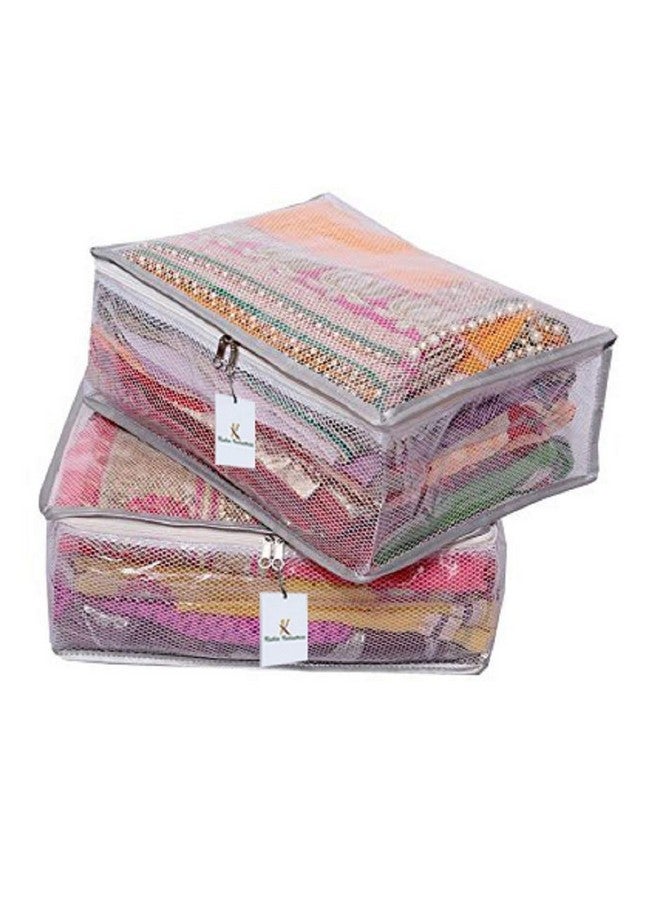 Kuber Industries Polyvinyl Chloride Clothes Organizer For Wardrobe (Pack Of 2)-Transparent Storage Organizer For Saree|Shirts|Salwar Suit-Saree Covers With Zip (Transparent),17 Cm,30Cm,Black - Image 1