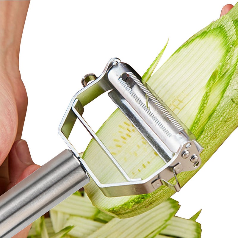 Sunkuka Julienne Peeler Stainless Steel Cutter Slicer with Cleaning Brush Pro for Carrot Potato Melon Gadget Vegetable Fruit - Image 2