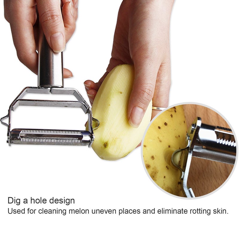 Sunkuka Julienne Peeler Stainless Steel Cutter Slicer with Cleaning Brush Pro for Carrot Potato Melon Gadget Vegetable Fruit - Image 4