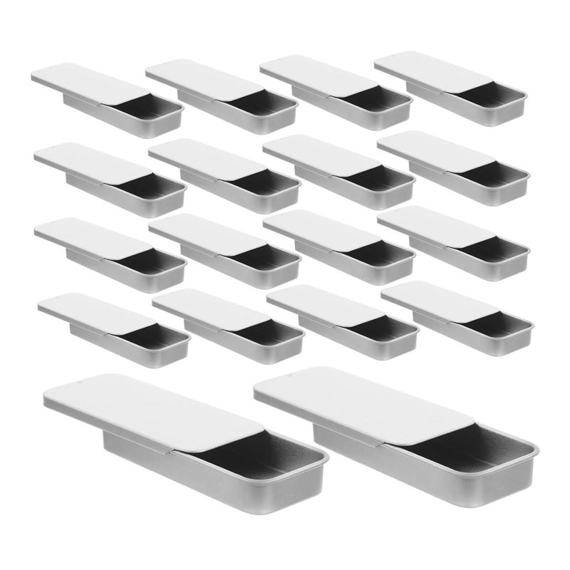 Baluue 18pcs Rectangular Tinplate Cans 8CM with Lids for Lip Balm Candies Jewelry Sturdy Frosted Safe Storage - Image 1