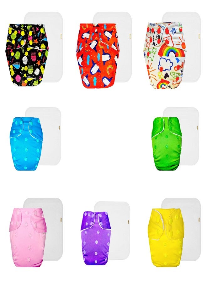 Dumbledo Premium Cloth Diaper with Cotton Insert (Pack of 8) | Snug Fit | Breathable | Travel Friendly | Designed by Moms | 3 Months - 3 Years | Unisex Baby - Image 1