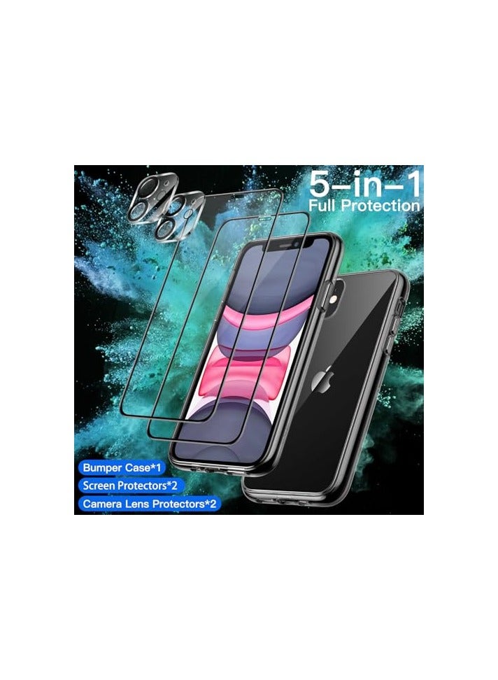JETech 5 in 1 Case for iPhone 11 6.1-Inch, with 2-Pack Screen Protector and 2-Pack Camera Lens Protector, Full Coverage Tempered Glass Film, Shockproof Bumper Phone Cover (Black) - Image 5
