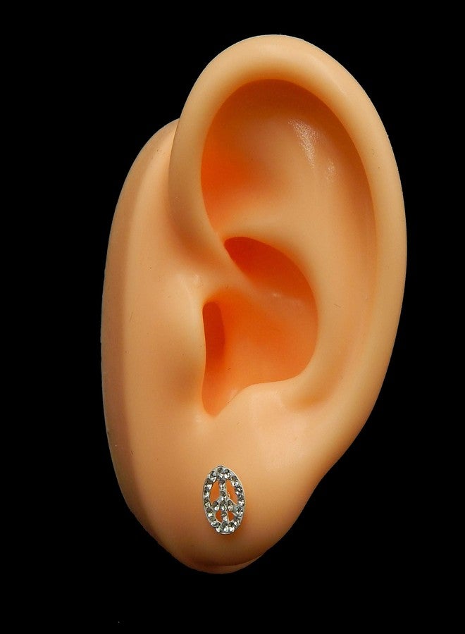 آيسروز أقراط مرصعة بعلامة السلام من الفضة الإسترليني عيار 925 من ICYROSE، مرصعة بكريستال أبيض شفاف صغير، رقم الموديل 20581 - Image 3