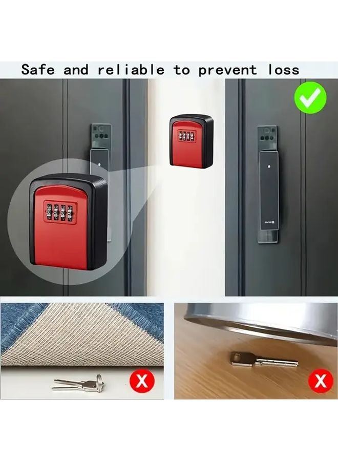 Black Heavy Duty All Metal Key Safe Box 4 Digit Combination Lock Anti Theft Waterproof - Image 4
