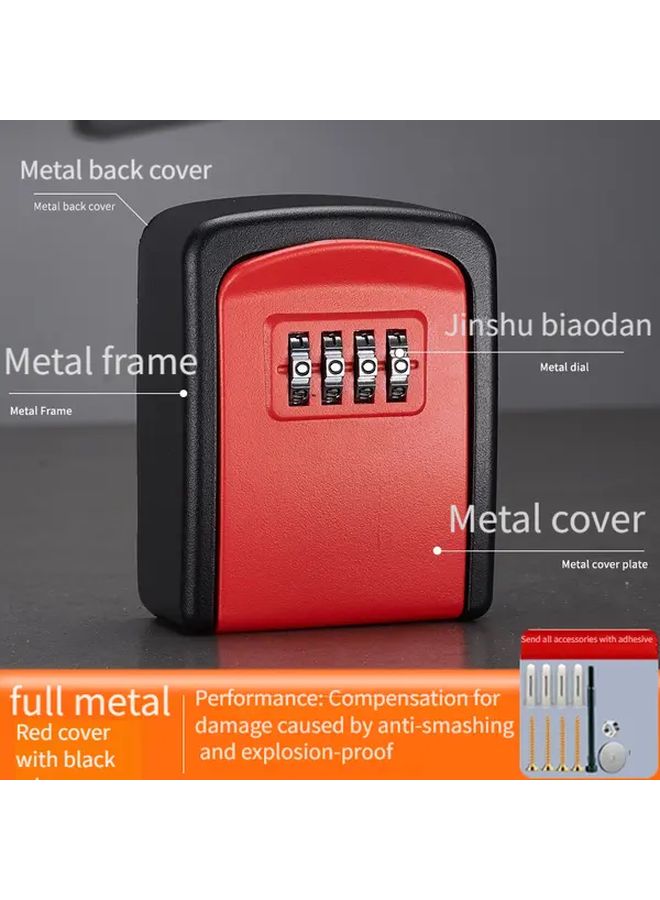 Black Heavy Duty All Metal Key Safe Box 4 Digit Combination Lock Anti Theft Waterproof - Image 2