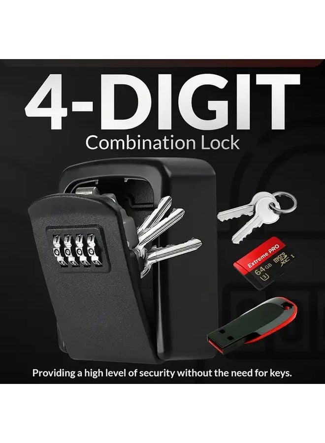 Black Heavy Duty All Metal Key Safe Box 4 Digit Combination Lock Anti Theft Waterproof - Image 3