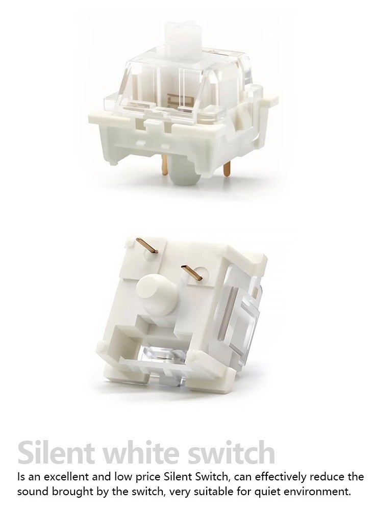 White Silent Switch 3-Pin Linear Tactile Clicky Switches Mechanical Keyboard Low-Noise RGB Gaming Axles  - Image 3