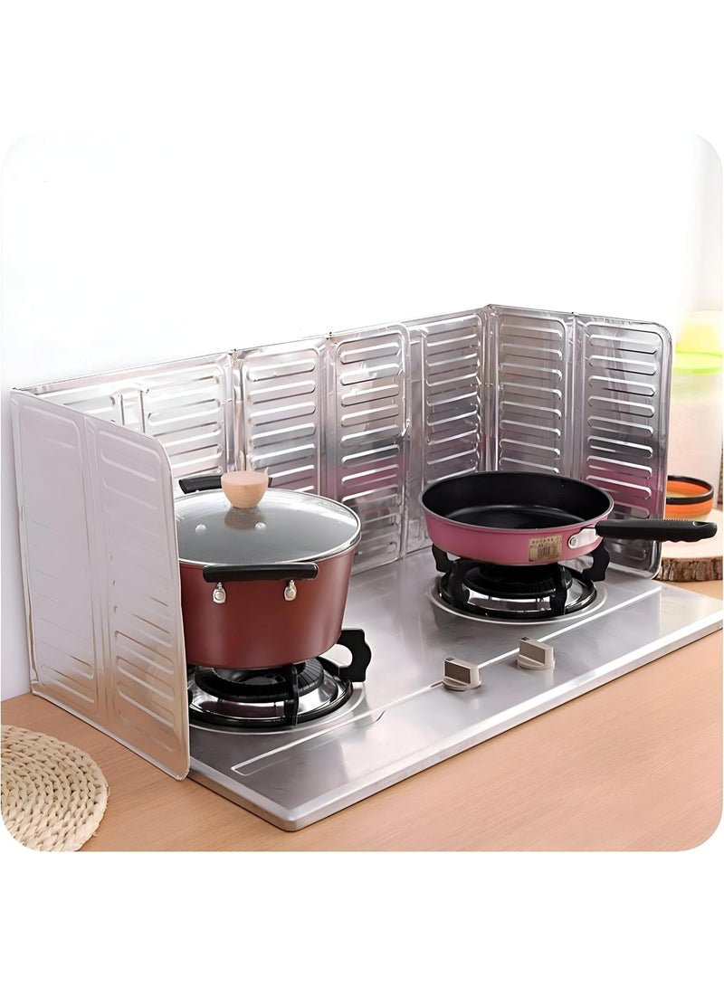 زوبا واقي للبوتاجاز من رذاذ الزيت بـ 3 جوانب للحماية مصنوع الالومنيوم غير اللاصق قابل للطي للاستخدام اثناء الطبخ قطعة واحدة -210 - Image 1