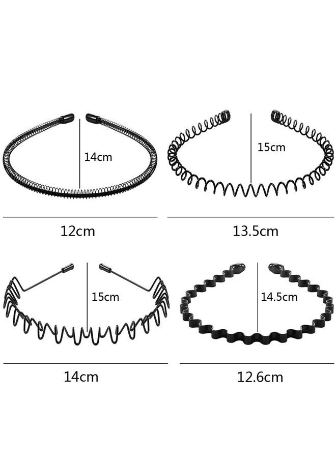وهاواي 8 Pieces Headbands Unisex Hair Bands Wavy Spring Headband Non-Slip Metal Hair Hoop for Women Men Sports Fashion Hair Accessories Black - Image 2