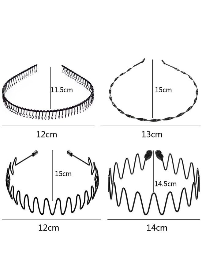 وهاواي 8 Pieces Headbands Unisex Hair Bands Wavy Spring Headband Non-Slip Metal Hair Hoop for Women Men Sports Fashion Hair Accessories Black - Image 3