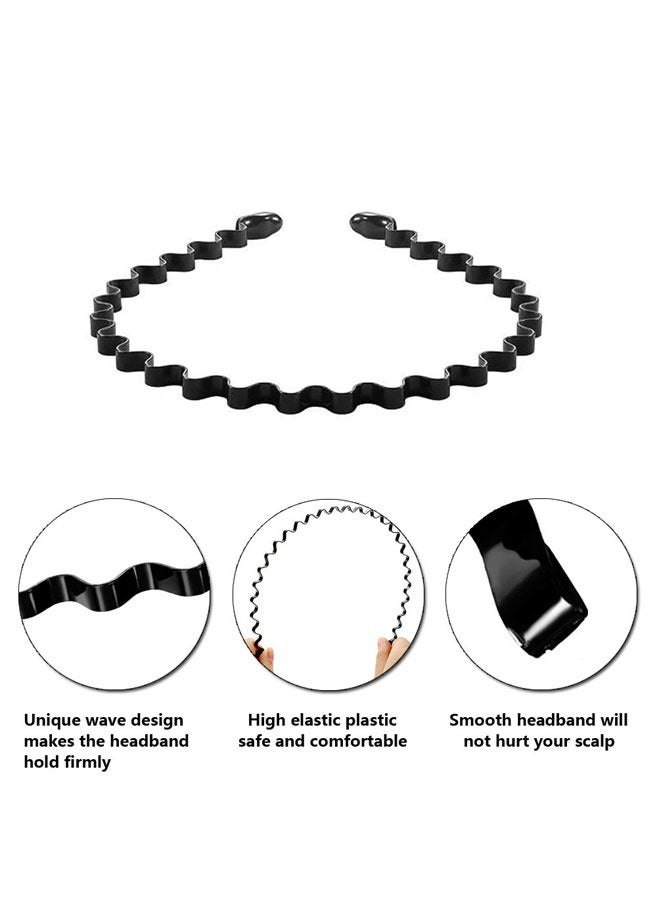 وهاواي 8 Pieces Headbands Unisex Hair Bands Wavy Spring Headband Non-Slip Metal Hair Hoop for Women Men Sports Fashion Hair Accessories Black - Image 4