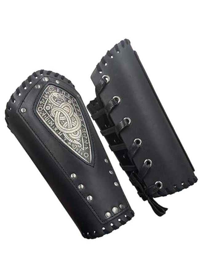 Generic Viking Embossed Dragon Faux Leather Arm Guards, Medieval Vintage Mercenary Arm Bracers, Retro Knight Gauntlets  - Image 2