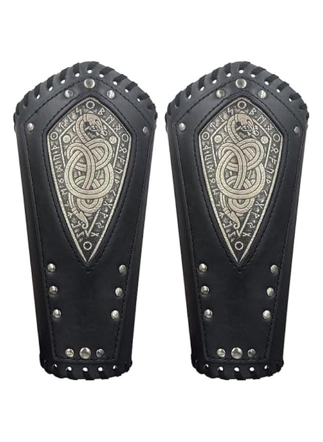Generic Viking Embossed Dragon Faux Leather Arm Guards, Medieval Vintage Mercenary Arm Bracers, Retro Knight Gauntlets  - Image 3