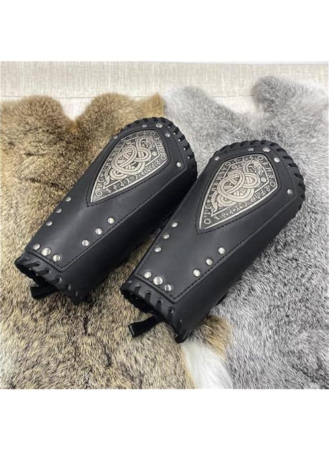 Generic Viking Embossed Dragon Faux Leather Arm Guards, Medieval Vintage Mercenary Arm Bracers, Retro Knight Gauntlets  - Image 4