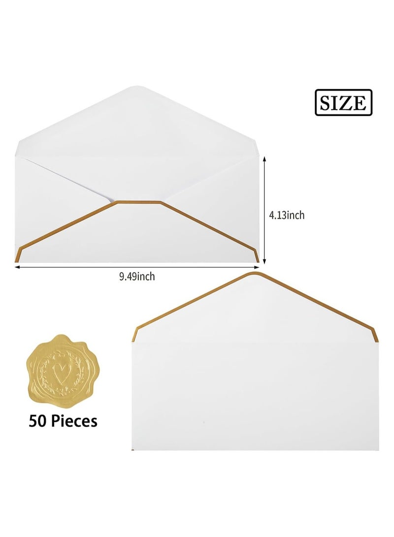 Generic 50 Pack Business Envelopes with Gold Border, Self Seal Standard Envelopes with Gold Stickers for Office, Checks, Letter Mailing, Invoices, 4 1/8 x 9 1/2 Inches  - Image 2