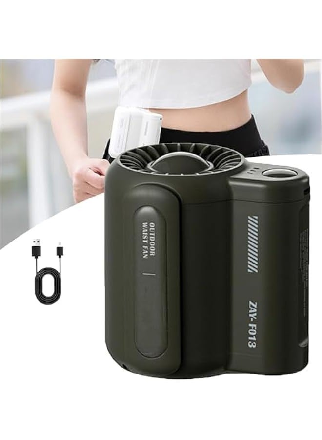Portable Waist Mounted Cool Fan for Outdoor Sports Summer Gifts - Wearable Fan Under Shirt,Small Fan Personal Fan with Clip,Shirt Fan Clip Waist (Green-2pcs) - Image 4