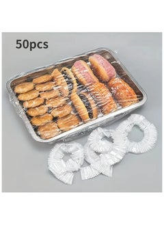 Generic 50pcs Reusable Stretch Food Covers - Transparent Elastic Lids for Bread, Fruits, Vegetables & Desserts - Essential Kitchen Storage Accessory  - Image 1