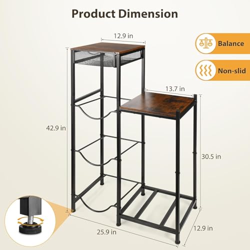 CAROD 5 Gallon Water Jug Holder, Water Storage Rack Water Dispenser Stand With Wood Tabletop Shelf, 5 Gal Water Bottle Holder Water Cooler Jug Rack with 2 Wood Storage Shelves - Image 5