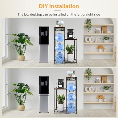 CAROD 5 Gallon Water Jug Holder, Water Storage Rack Water Dispenser Stand With Wood Tabletop Shelf, 5 Gal Water Bottle Holder Water Cooler Jug Rack with 2 Wood Storage Shelves - Image 4