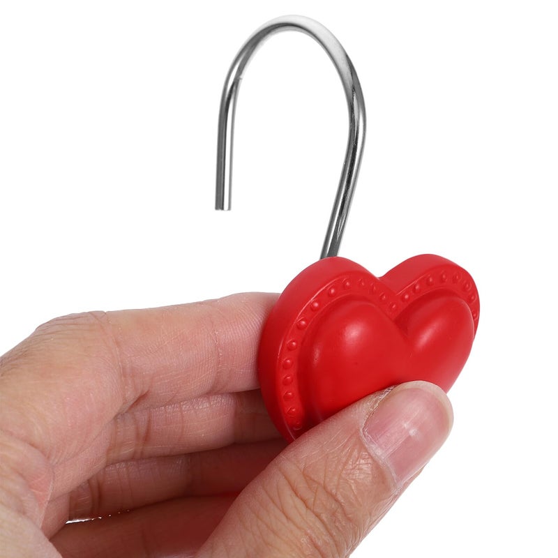 Heart Shaped Resin Shower Curtain Hooks 12 Pack Large Decorative Bathroom Rod Hangers - Image 5