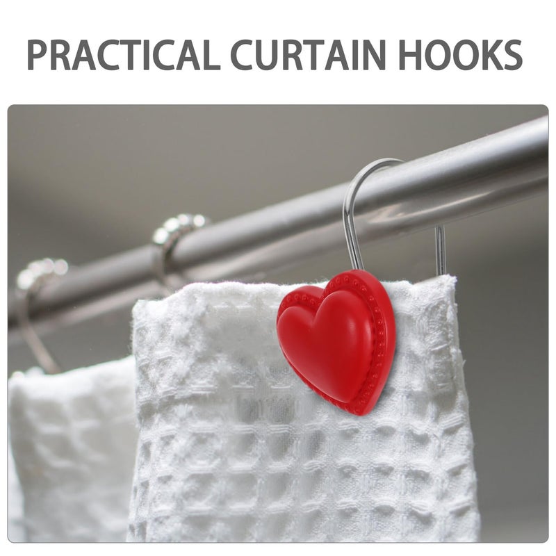 Heart Shaped Resin Shower Curtain Hooks 12 Pack Large Decorative Bathroom Rod Hangers - Image 4