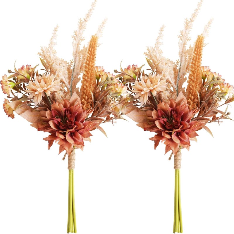 Joeabor Fake Flower Bouquet, Faux Flower Arrangement for Decorating Kitchens, Bedrooms, Bathrooms, Realistic Artificial Flowers Made of Silk & Plastic, Floral Decoration with Dahlia & Small Blossoms - Image 1