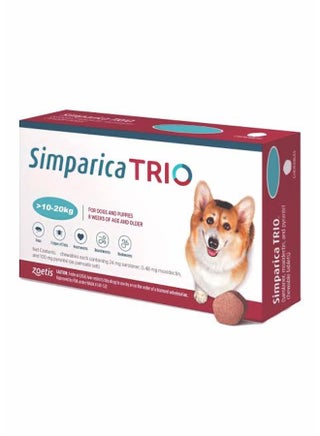 Simparica Trio for Dogs 10-20Kg (1 Tablet)