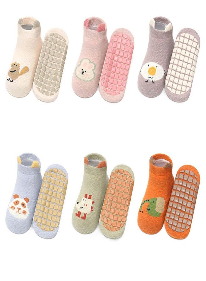 Aeenioy 6 Pairs Baby Socks, Anti Skid Socks for Kids 1-3Years, Cute Cartoon Design, Perfect for Baby Boy and Girl, Gift for New Born Baby, Socks for 1-3 Years Old Toddlers - Image 1