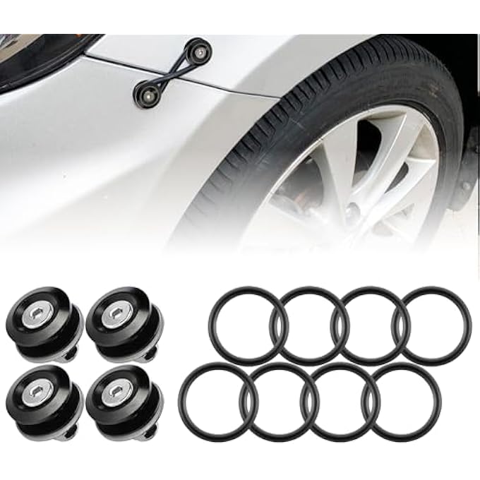 ريحني صدام JDM بنظام السحب السريع الأمامي الخلفي بأربعة قطع أسود 8 X ORing - Image 1