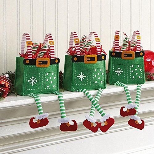 Current Elf Pants Christmas Treat Bags, Set of 6 Gift Bags for Children Holiday Parties Teachers Decorations - Image 1
