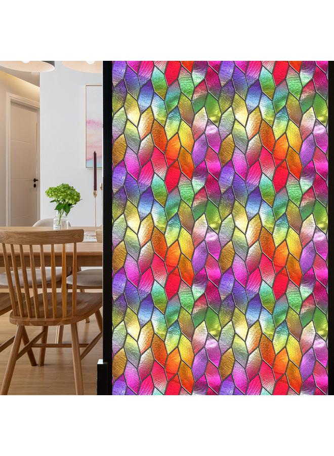 Bluejw BL092-111 Color Retro Electrostatic Glass Sticker PVC Glue-free Window Sticker Removable Frosted Glass Window Decorations - Image 1