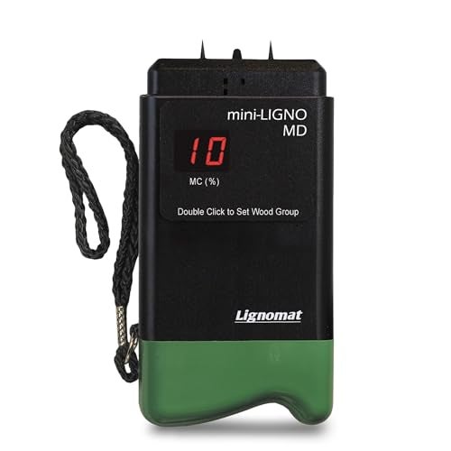 Lignomat مقياس رطوبة لينيومات ميني-لينغو MD - مقياس رطوبة دبابيس - كشف الرطوبة ومقياس رطوبة الخشب للجدران، بناء المنازل، أضرار المياه - مصمم لهواة النجارة - سهل الاستخدام، موثوق، ودائم - Image 5