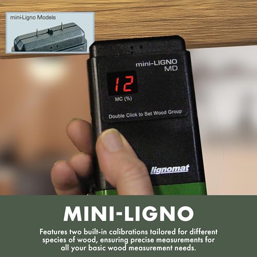Lignomat مقياس رطوبة لينيومات ميني-لينغو MD - مقياس رطوبة دبابيس - كشف الرطوبة ومقياس رطوبة الخشب للجدران، بناء المنازل، أضرار المياه - مصمم لهواة النجارة - سهل الاستخدام، موثوق، ودائم - Image 4